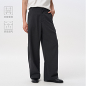 CONTRAFIEND简约复古多褶位休闲直筒长裤 TR抗皱垂顺宽松通勤西裤