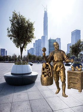 玻璃钢叫卖人物雕塑定制民俗人像落地艺术摆件商业街雕像景观园林