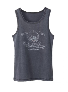 madeinost复古做旧印花螺纹背心75715