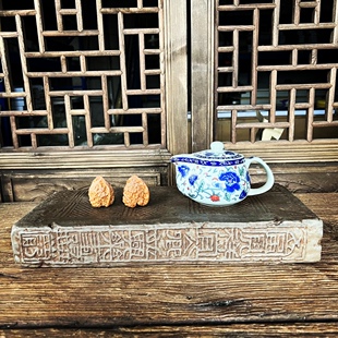复古汉砖雕刻新制东汉富贵祥宜公金石传拓片壶承干泡台摆件 中式