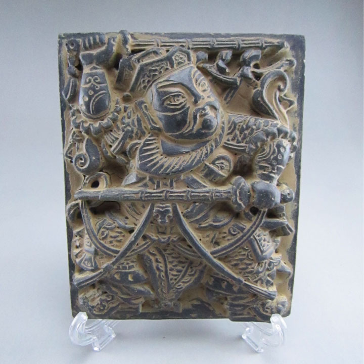 中式金砖青砖秦砖汉瓦当宣纸拓片尉迟敬德秦叔宝年画门神砖雕摆件