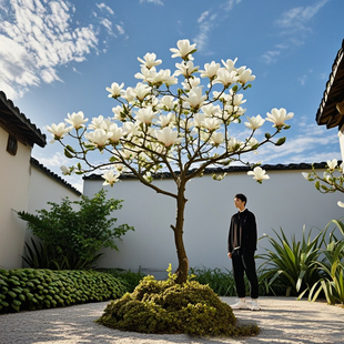 白玉兰花树苗带花苞盆栽矮化室外庭院老桩大树花卉紫玉兰植物花卉
