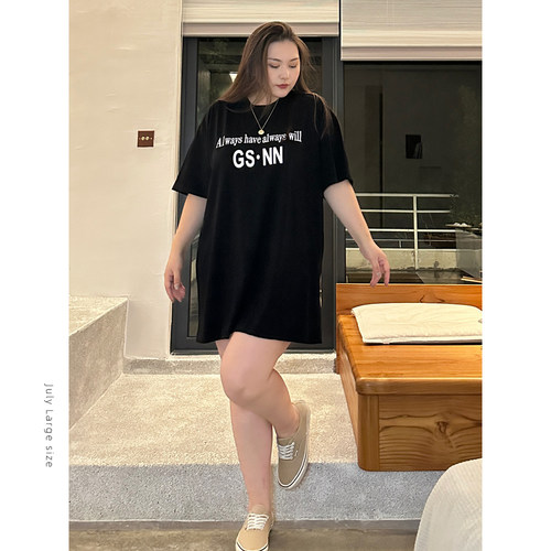 短袖T恤裙宽松220斤大码连衣裙