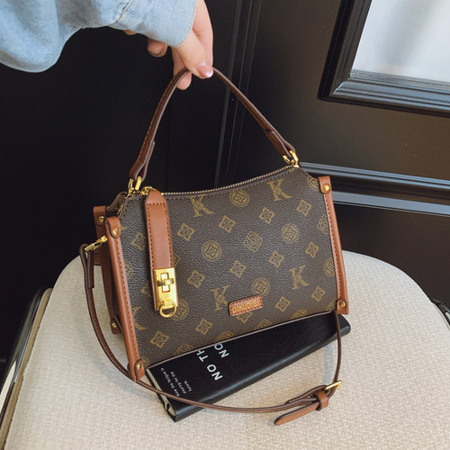 老花盒子小方包包女2025新款手提包复古轻奢高级感通勤单肩斜挎包