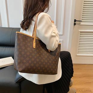 高级感大包包女2025新款大容量洋气老花托特包复古百搭单肩腋下包