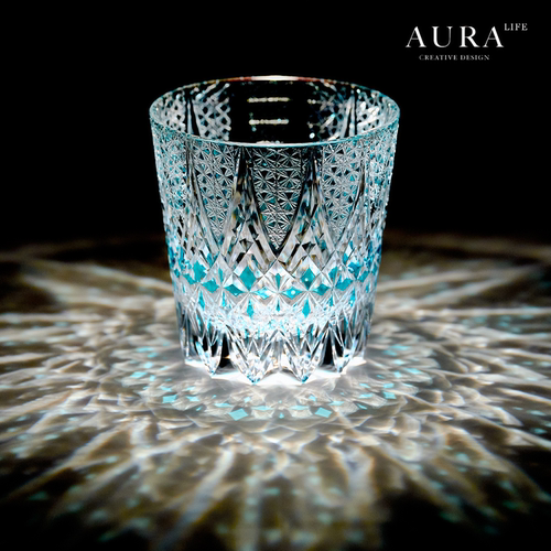 AURA'S【进口品质】繁花江户切子手工雕刻水晶玻璃杯威士忌酒杯