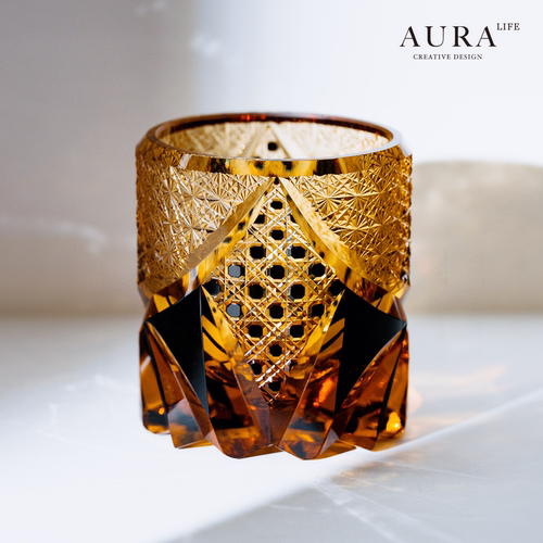 AURA'S江户切子黑武士威士忌酒杯