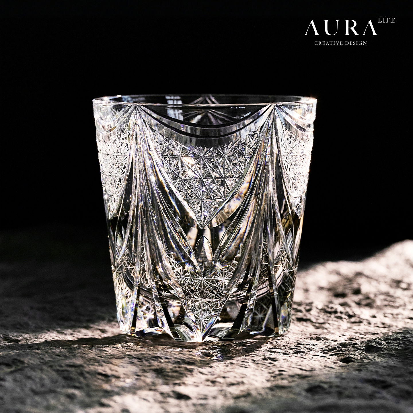 AURA'S江户切子千帆轻奢高级感水晶杯威士忌杯洋酒杯送礼礼盒图片
