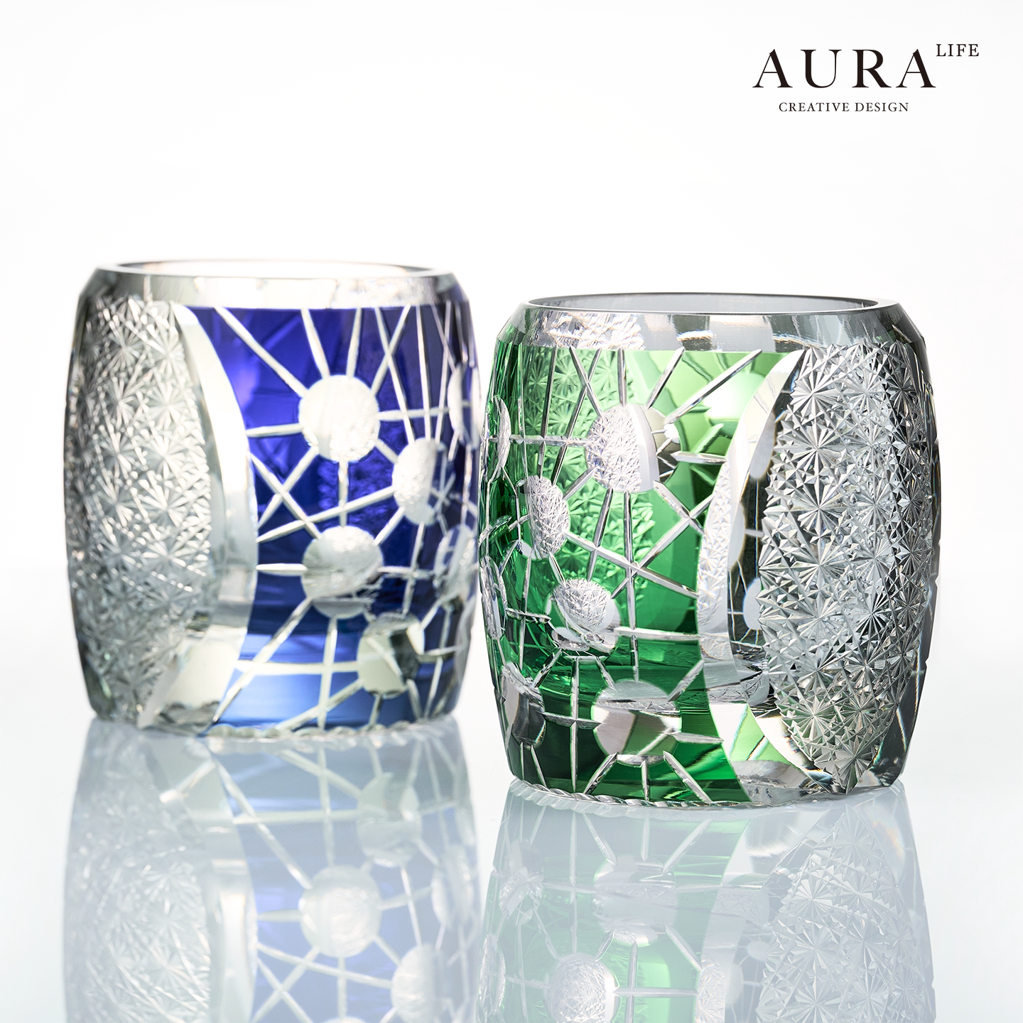 AURA'S江户切子大师收藏款日式惑星重工水晶杯威士忌杯个性洋酒杯