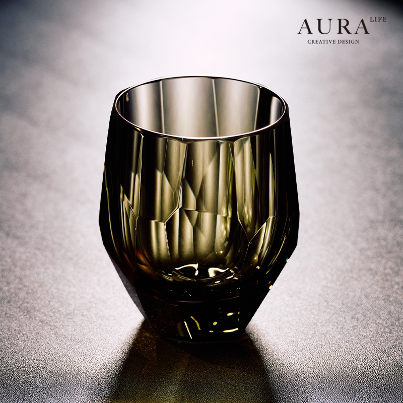 AURA'S轻奢原石谜威士忌酒杯洋酒杯K9水晶杯玻璃杯小众个性杯子