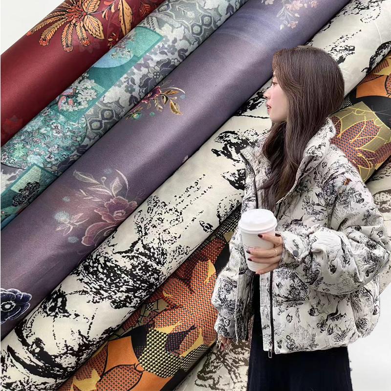 羽绒服面料高档印花防水布料