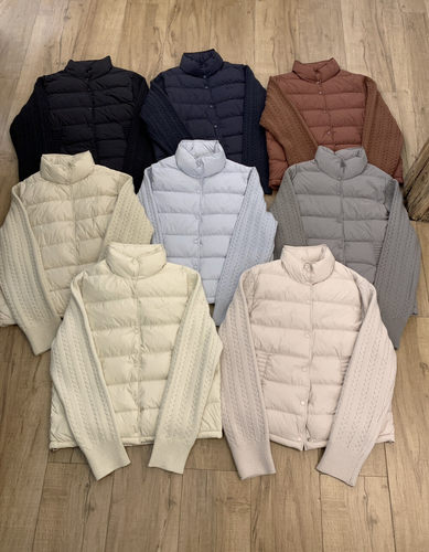 miluroom69368正品针织拼接轻薄羽绒服女冬季保暖显瘦小个子绒衣