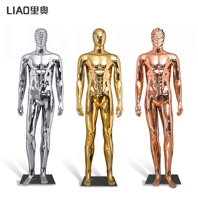 2026新款男电镀全身模特韩版西装展示架大码成人男性金色银色道具