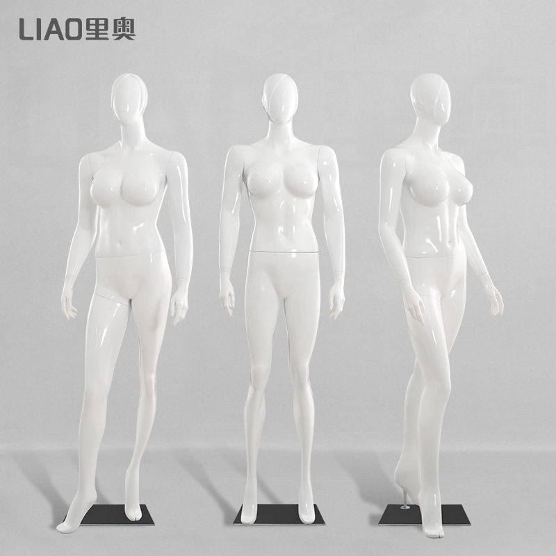 外贸出口大码玻璃钢亮白女模特全身展示架服装店橱窗假人模特道具