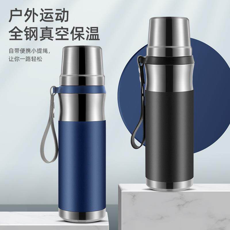 热卖316食品级不锈钢保温杯茶水分离办公水壶全钢按压茶漏大容量