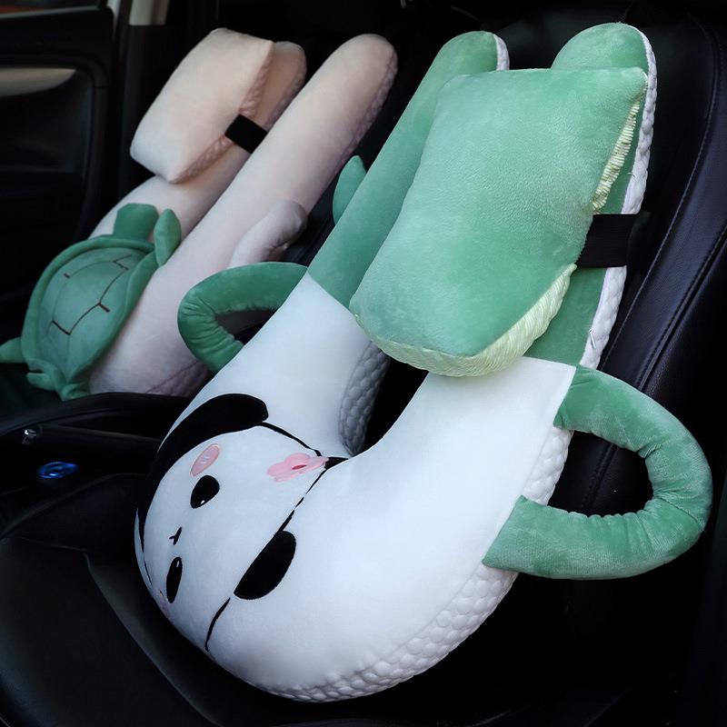 可爱冰豆豆车载抱睡枕长途开车护腰靠枕后排座椅通用睡觉抱枕腰靠
