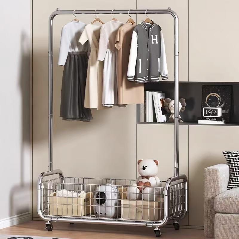 热卖挂衣架落地卧室家用晾衣架室内移动简易衣帽架阳台杆式衣服架