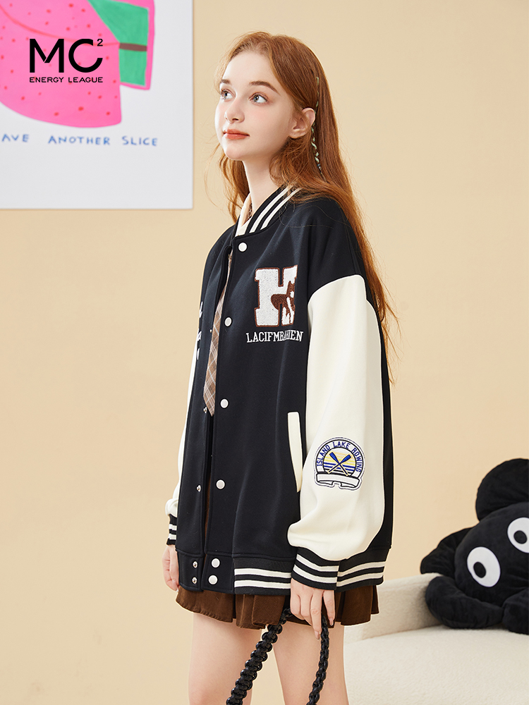 加绒棒球领贴标款外套J3242514