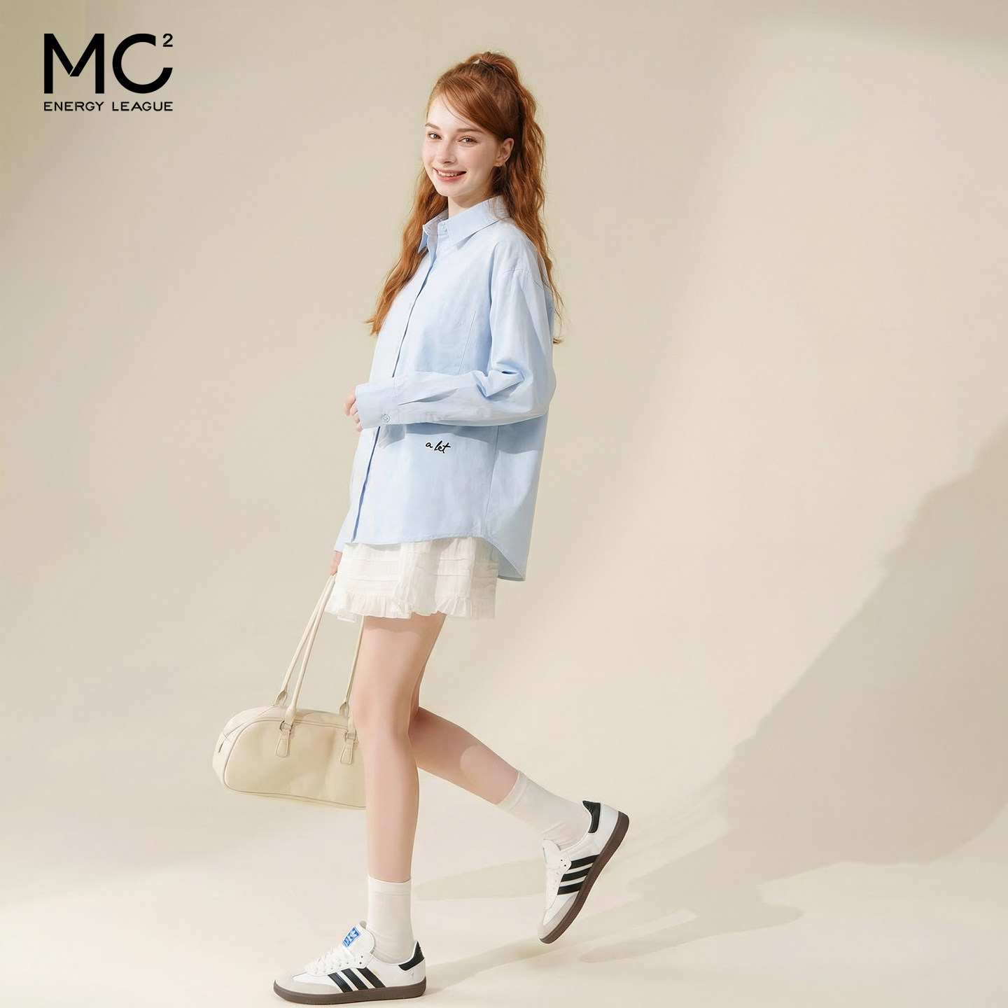 mc2翻领衬衣女装春秋季新款单口袋小绣花宽松时尚气质百搭小个子