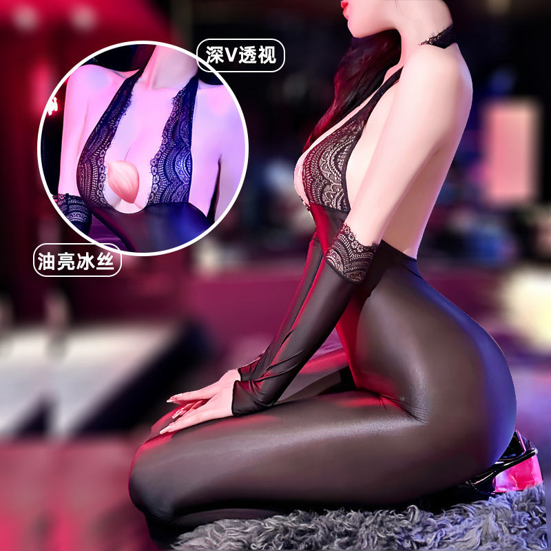 内衣性感油亮油光丝袜蕾丝花边免脱连体衣含袖子睡衣4056,女装/女士精品,抹胸,淘宝优惠券,粉丝福利购,淘宝优惠卷