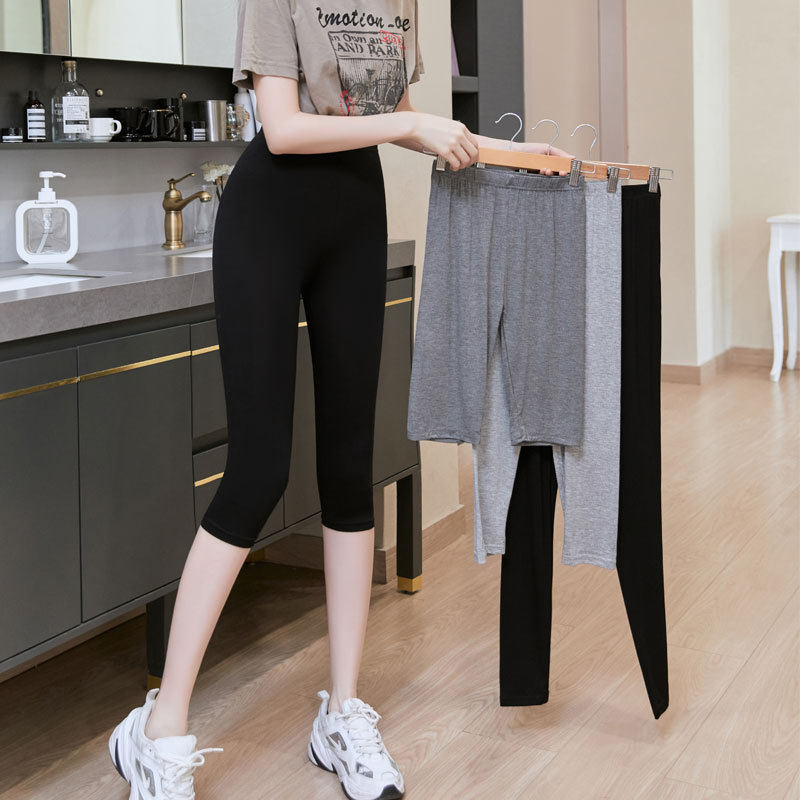 打底裤2024新款夏薄女士高腰七分九分裤大码外穿弹力紧身裤