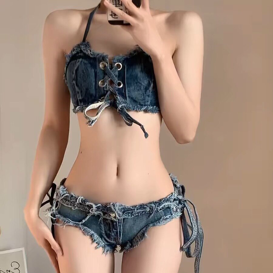 欧美酒吧性感ds领舞演出服钢管舞服装女牛仔比基尼情趣内衣