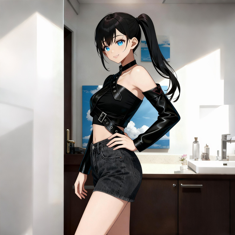 瑰云帅气不规则金属扣挂脖PU皮单边袖皮衣情趣内衣欧美亚马逊新款