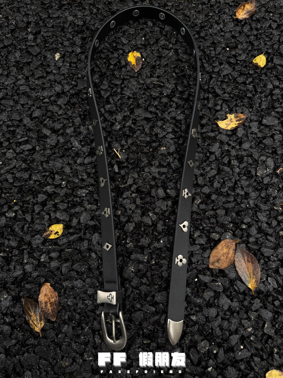 FF假朋友 | Vintage中古金属扑克黑桃铆钉皮带西部小众通勤腰带