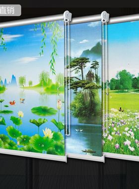 卷帘窗帘卷拉式遮阳卧室遮光厨房浴室免打孔卫生间升降特惠普通款