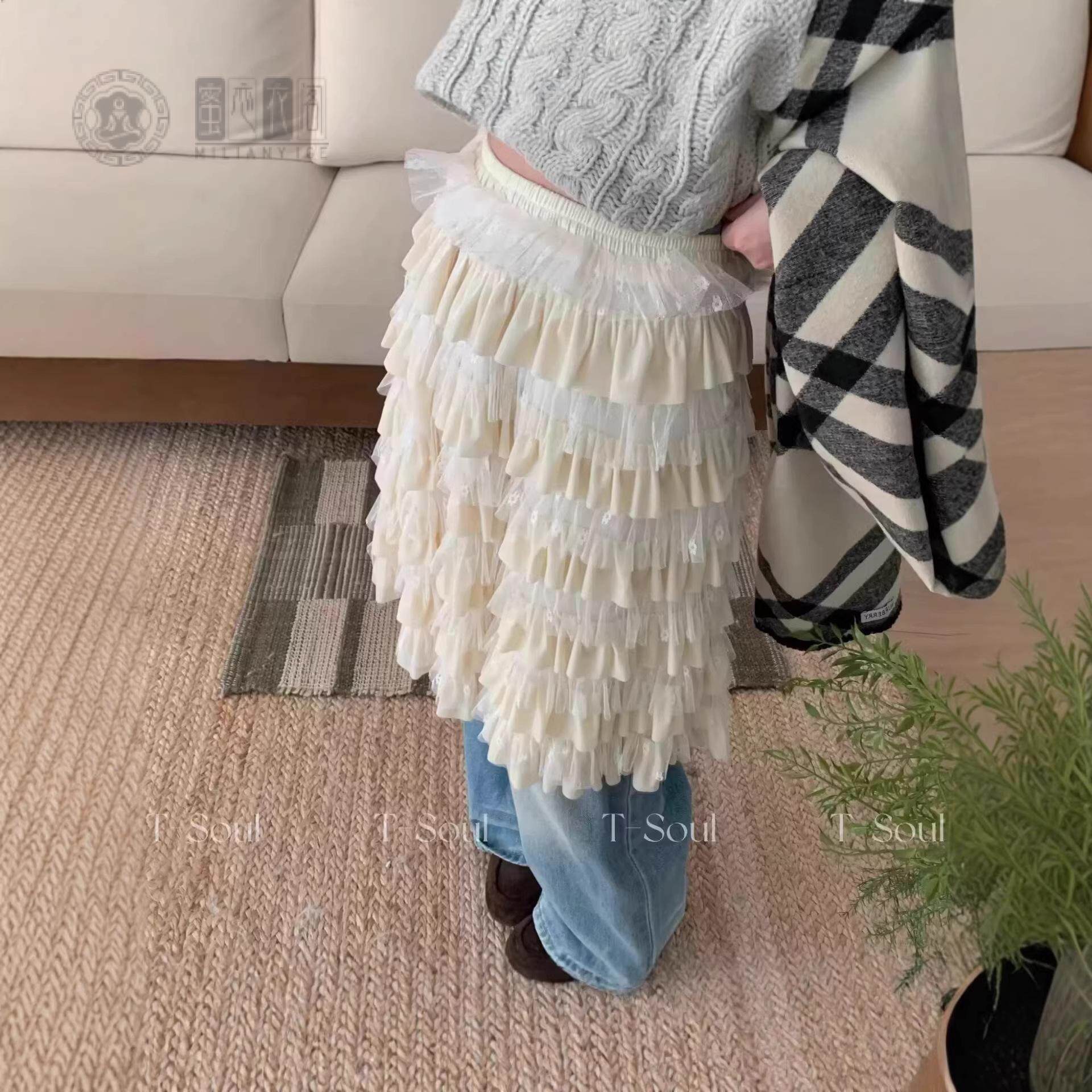 十三行早春韩版甜美显瘦紧腰网纱