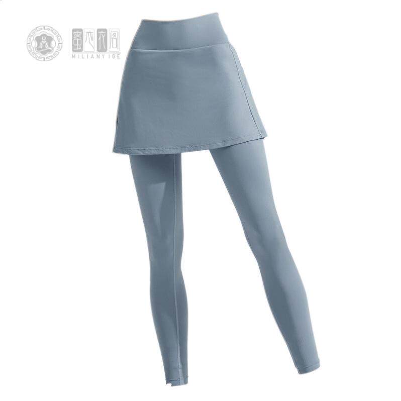 假两件高腰紧身瑜伽长裤高弹透气跑步健身裤显瘦训练运动长裤女