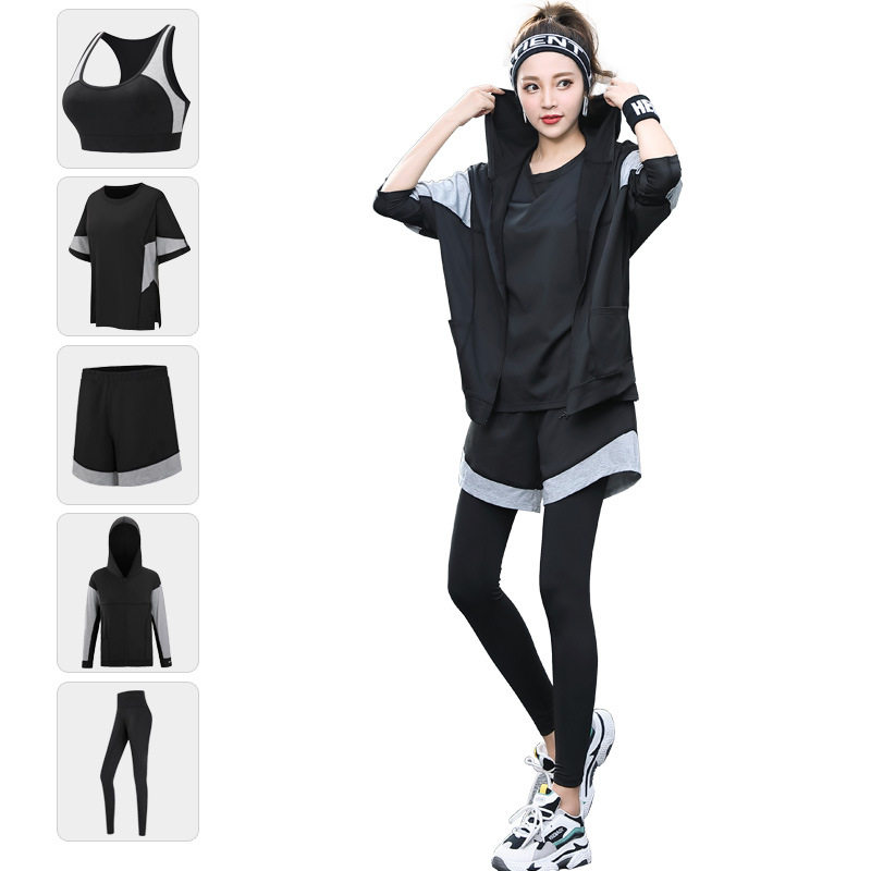 瑜伽服女套装新款大码秋冬五件套