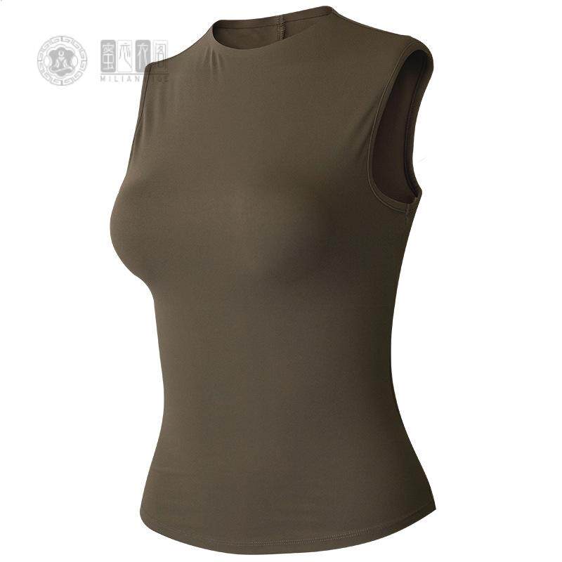 新袖瑜伽服上衣半高领显瘦普拉提训练高弹紧身运动背心