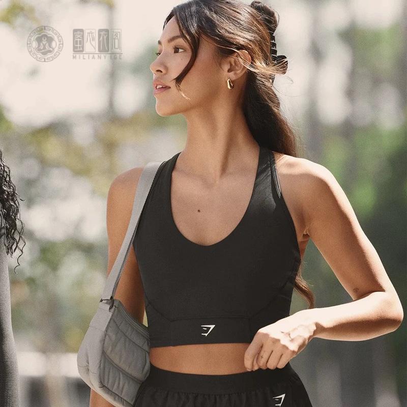 瑜伽背心女含胸垫裹胸防震高弹