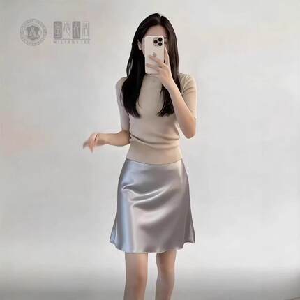 缎面半身裙女2025夏季新款高腰显瘦包臀裙性感辣妹短裙子