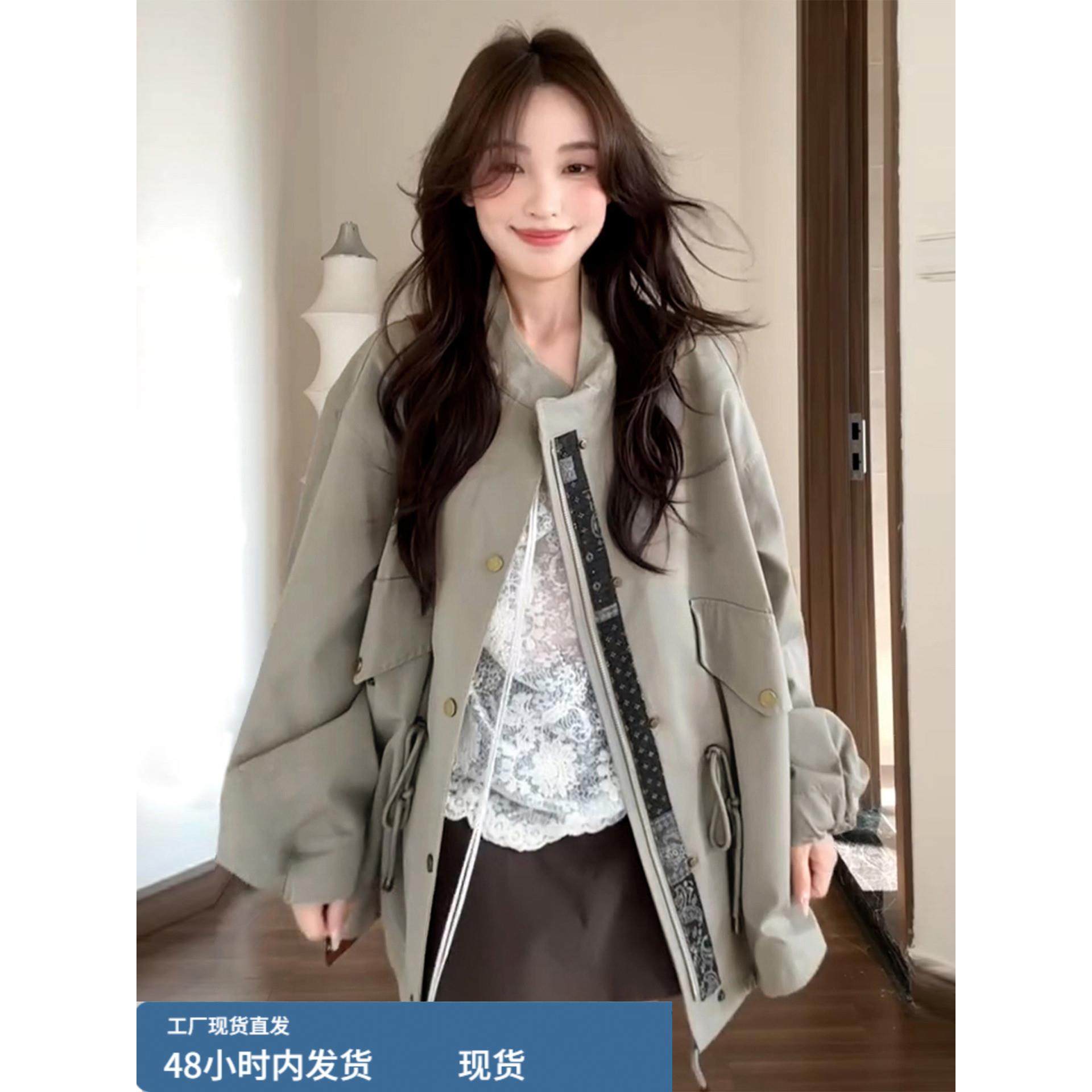 美式覆古巨好看短款夹克外套女早秋季2025年新款爆款独特漂亮风衣,运动/瑜伽/健身/球迷用品,广场舞套装,淘宝优惠券,粉丝福利购,淘宝优惠卷