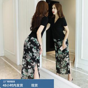 网红套装女夏季2025新款改良旗袍气质包臀裙洋气小香风时尚两件套