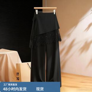 黑色西装阔腿裤女2026新款夏季薄款垂坠感休闲西裤高腰直筒裤夏天