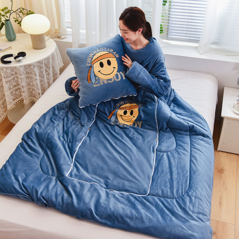 懒人被多功能二合一抱枕被子双面绒带袖子可机洗儿童防踢保暖护肩
