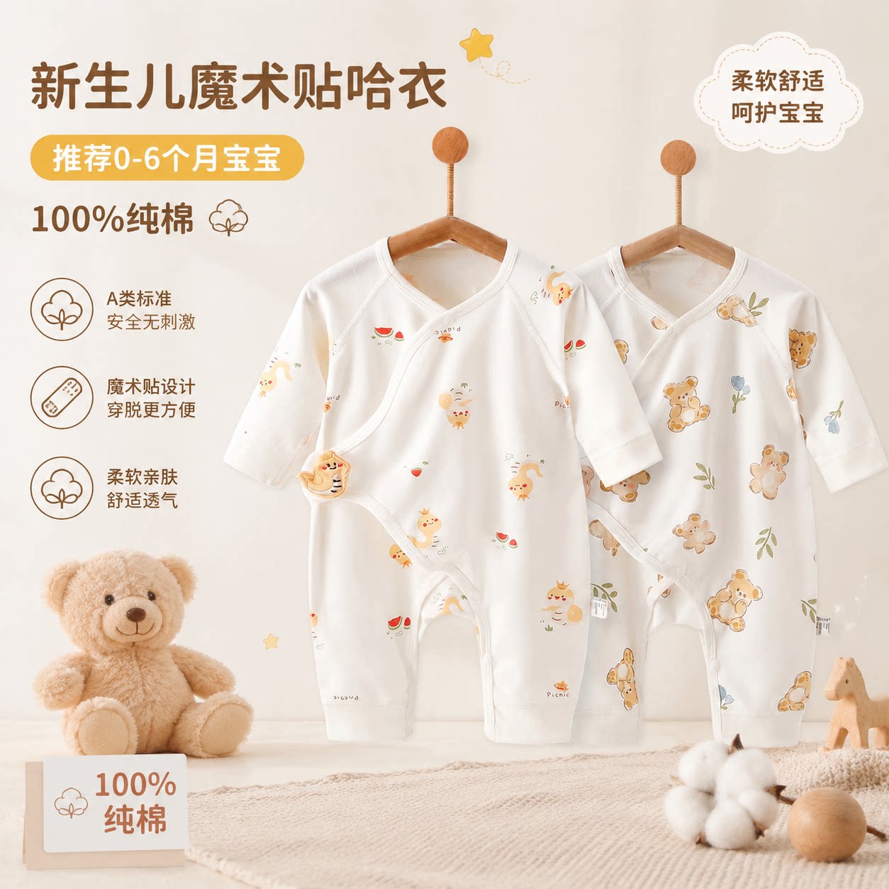 婴儿连体衣秋纯棉a类打底内衣男女宝宝衣服和尚服哈衣爬服春秋装