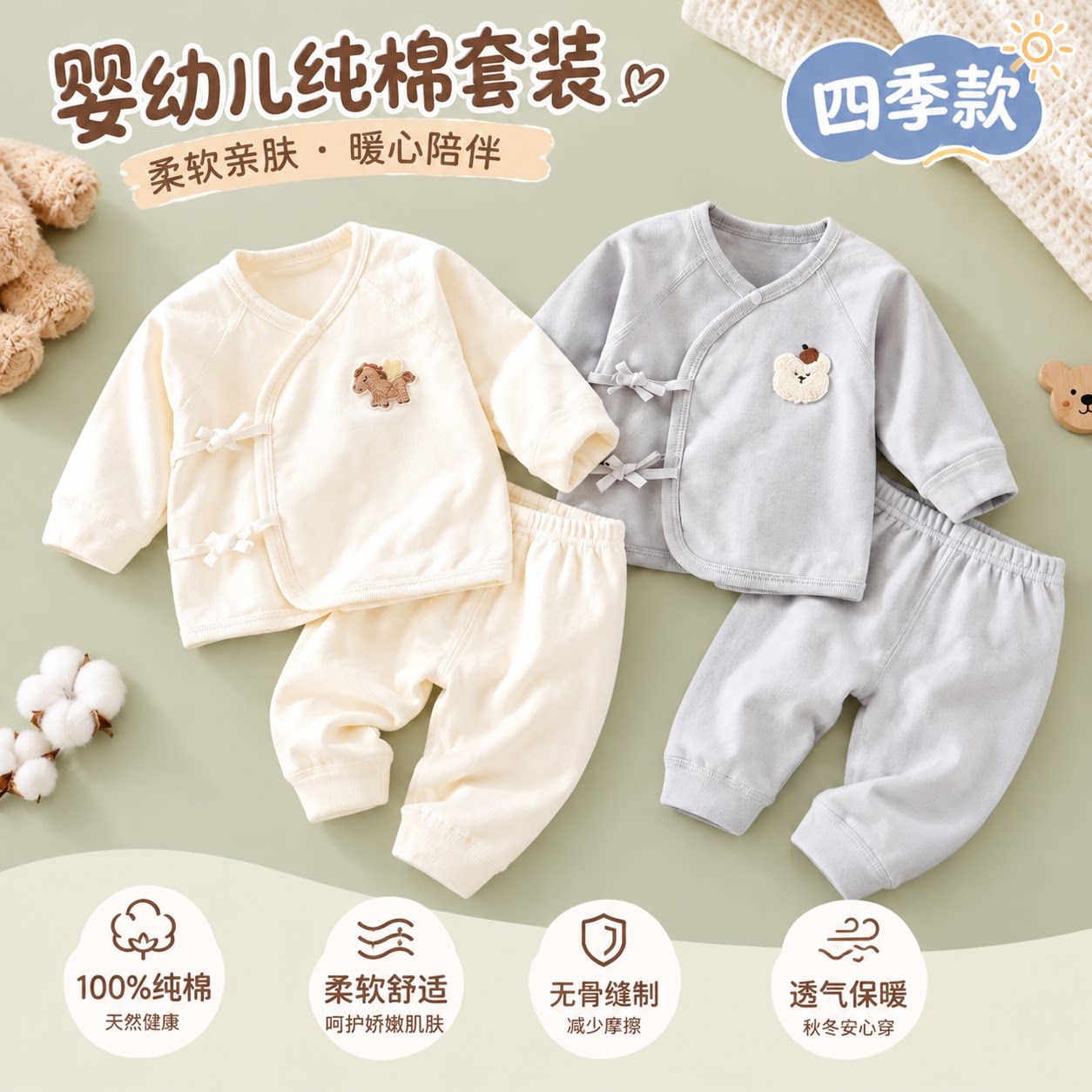 新生婴儿衣服秋季打底初生0和尚3月分体纯棉内衣出生宝宝春秋套装