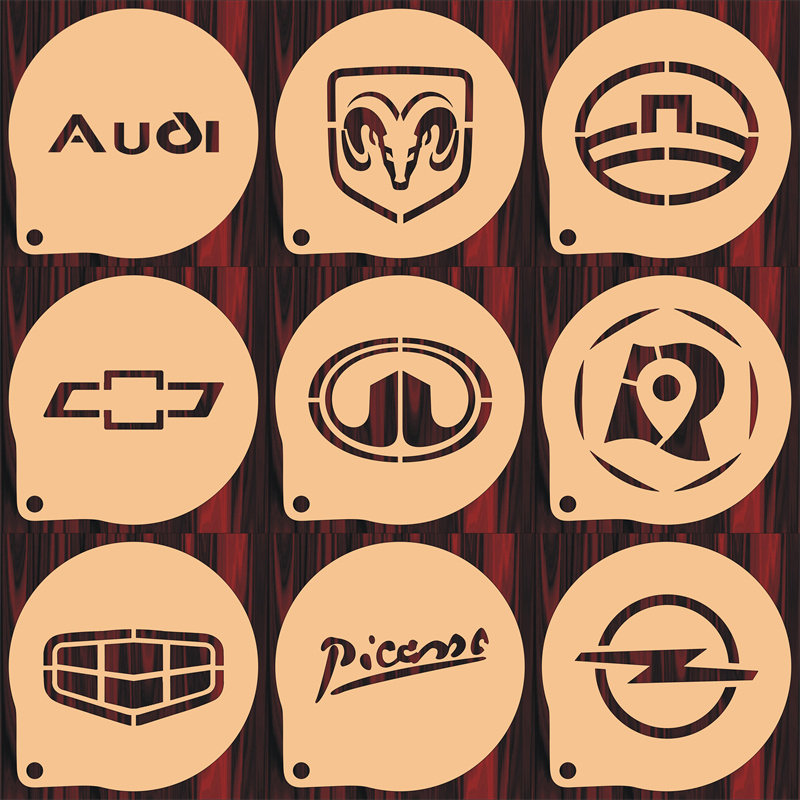 5/6/8寸车标2印花模具咖啡拉花印花蛋糕奶茶喷来图定制食品级材质