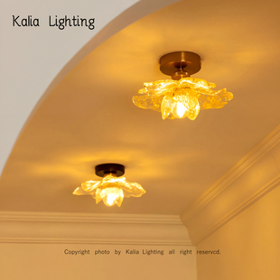 法式复古花瓣过道灯创意莲花走廊阳台灯楼梯衣帽间入户玄关吸顶灯