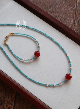 【南风知我意】星鹿屿国风项链红玛瑙蓝磷灰石新中式锁骨链颈链女