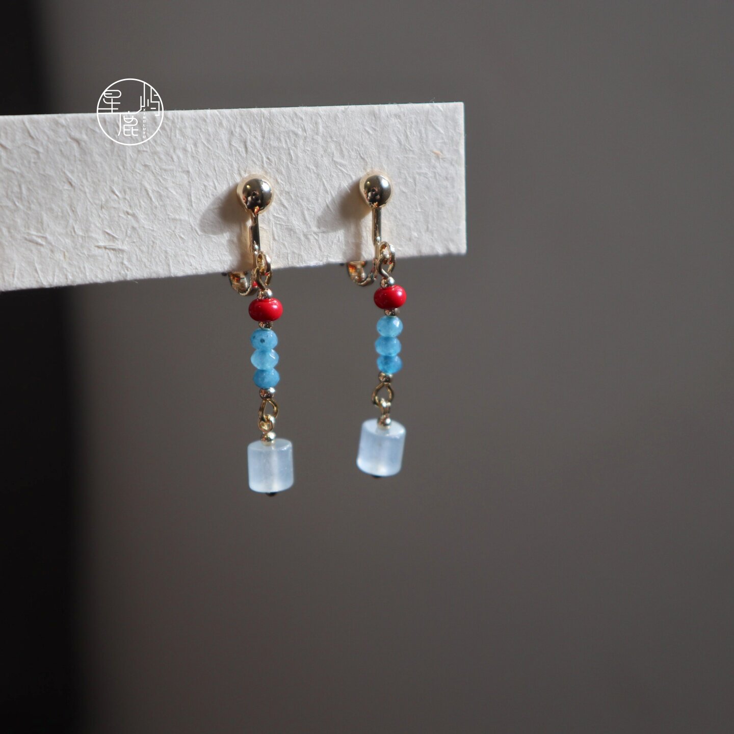 【蓝宝】星鹿屿饰品天然石新中式耳钉耳环素雅撞色国风配饰女耳夹,饰品/流行首饰/时尚饰品新,耳环,淘宝优惠券,粉丝福利购,淘宝优惠卷