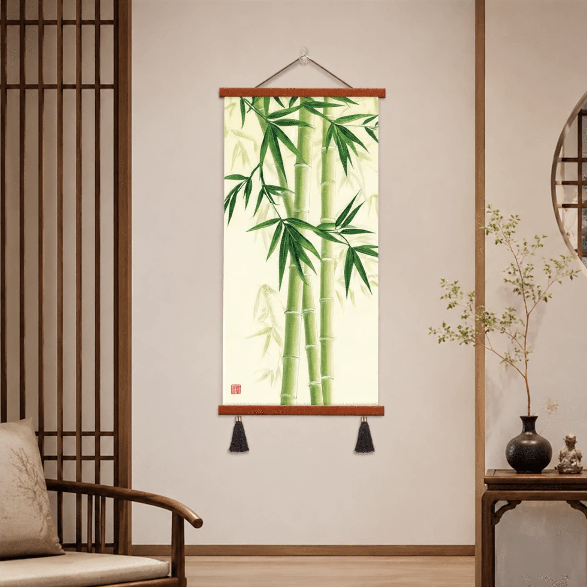 新中式轻奢简约竹报平安竹子挂画客厅玄关卧室书房家居墙面装饰画