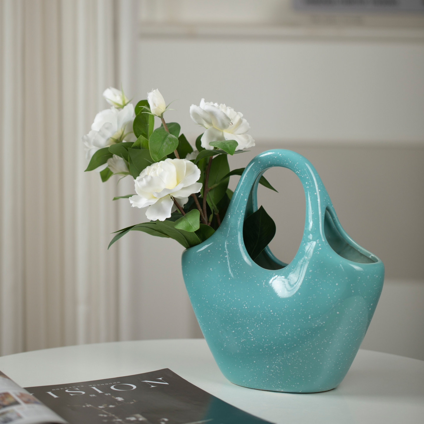 景德镇现代简约陶瓷花瓶电视柜蓝色轻奢插花摆件客厅餐厅装饰花器,家居饰品,花瓶,淘宝优惠券,粉丝福利购,淘宝优惠卷