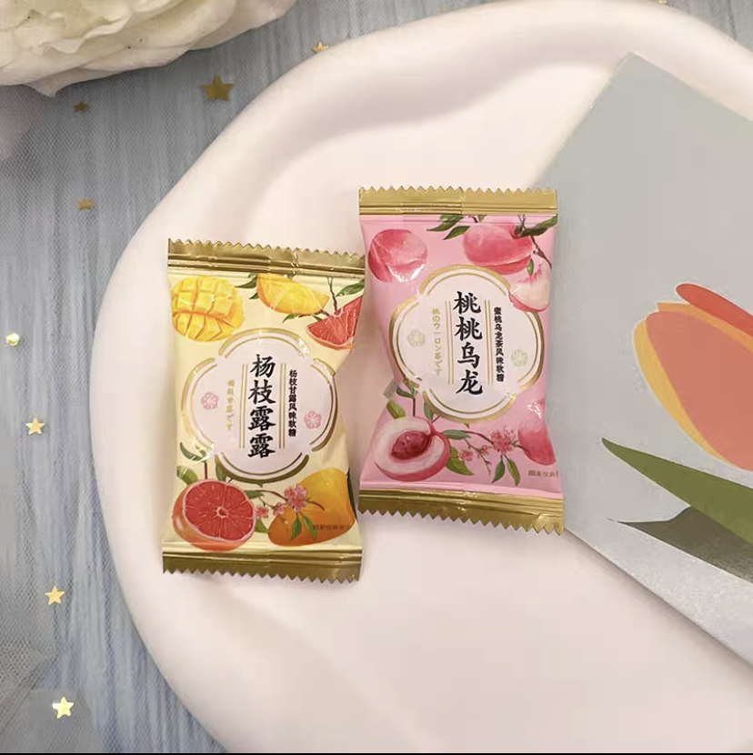 杨枝甘露蜜桃水果味软糖糖果休闲小零食接待公司活动开业散装混合