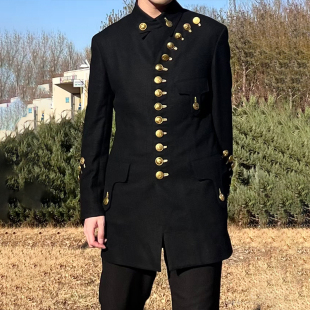 风西服时尚 ROKKIHU 军装 男设计师款 走秀歌手表演外套 军阀风西装