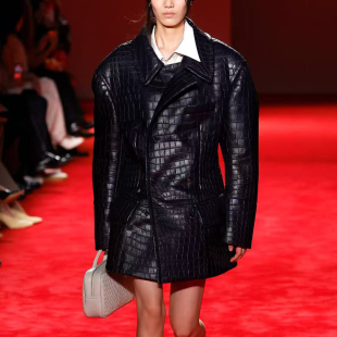 套装 鳄鱼纹皮质西装 宽松阔肩双排扣皮衣定制外套 男女同款 ROKKIHU